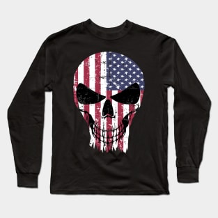 usa flag skull Long Sleeve T-Shirt
